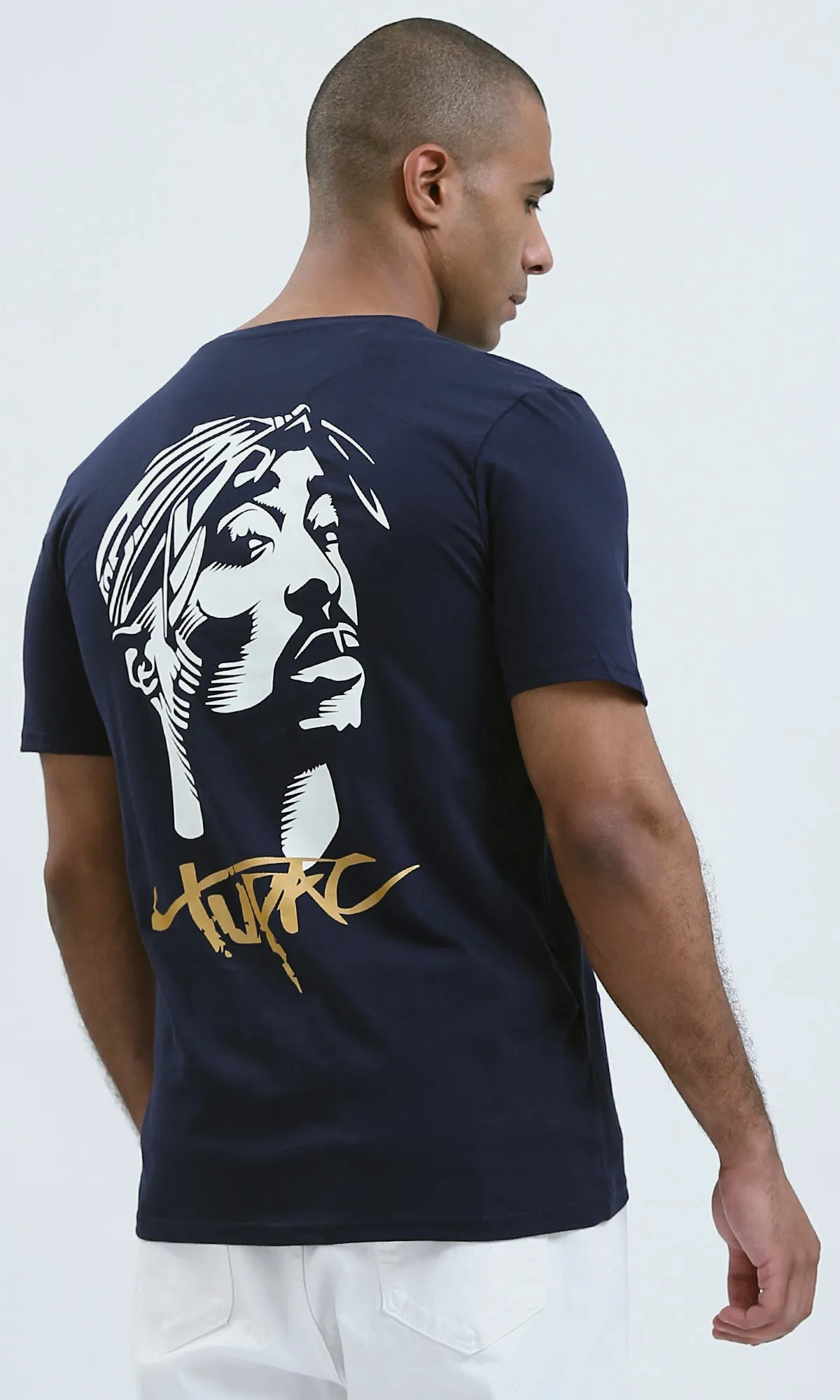 O179015 - Round Neck Short Sleeves Heather Navy Blue Tee