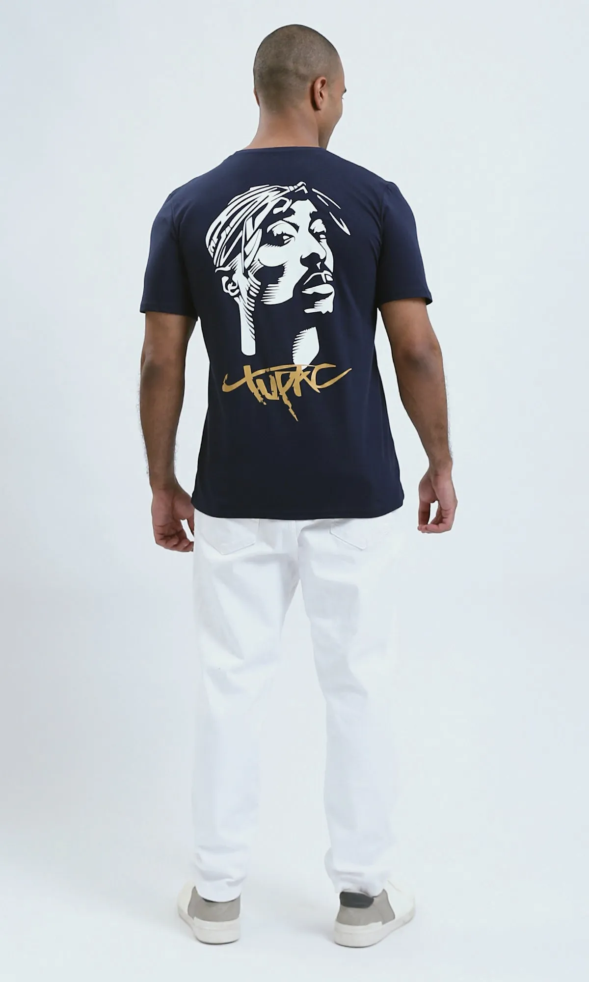 O179015 - Round Neck Short Sleeves Heather Navy Blue Tee