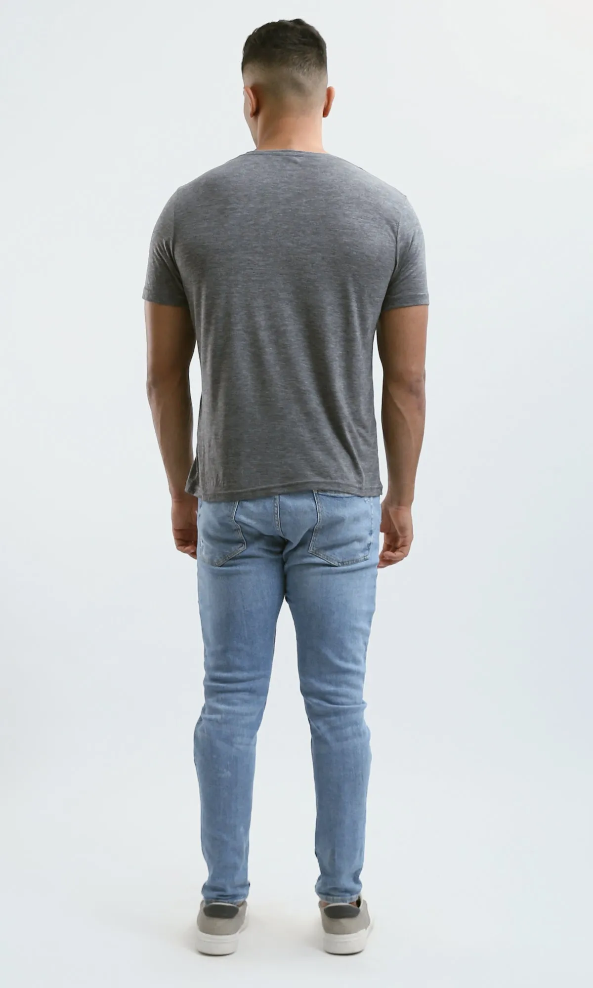 O182902 Heather Dark Grey Printed "California" Short Sleeves Tee