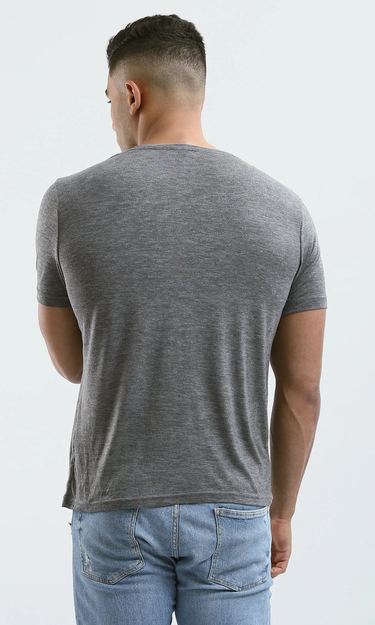 O182902 Heather Dark Grey Printed "California" Short Sleeves Tee