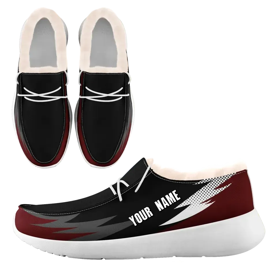 Personalized Corporate Fur Sneakers, Custom Canvas with  Warm Fur Lining Loafer ShoesDesign for Business Teams