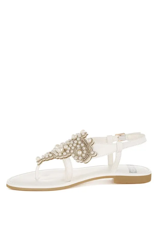 Pin Buckle Pearls Flats