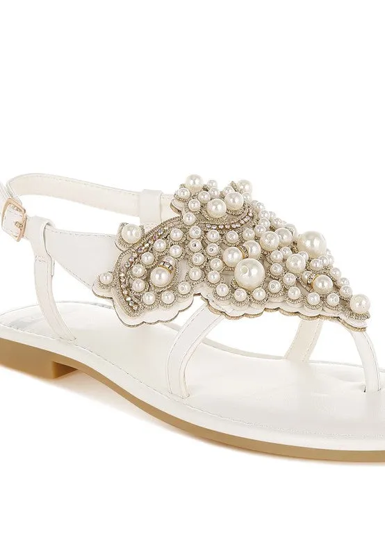 Pin Buckle Pearls Flats
