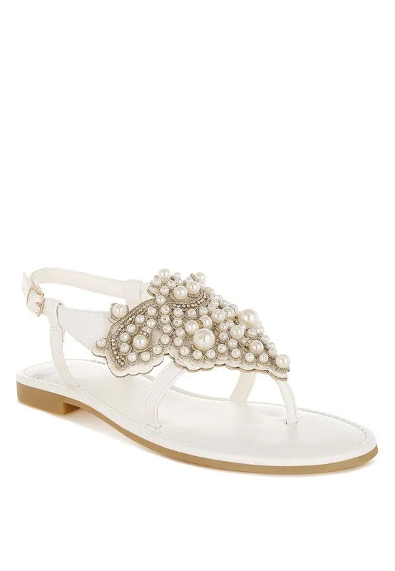 Pin Buckle Pearls Flats