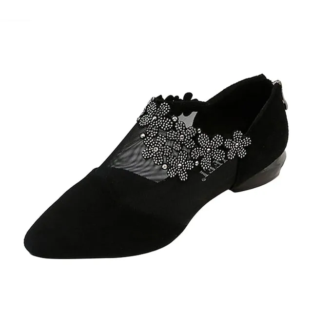 Purpdrank - Women's Heels Slip-Ons Plus Size Sandals Boots Summer Boots Outdoor Office Daily Booties Ankle Boots Summer Lace Flower Block Heel Pointed Toe Elegant Sexy Casual Suede Zipper Solid Color Solid