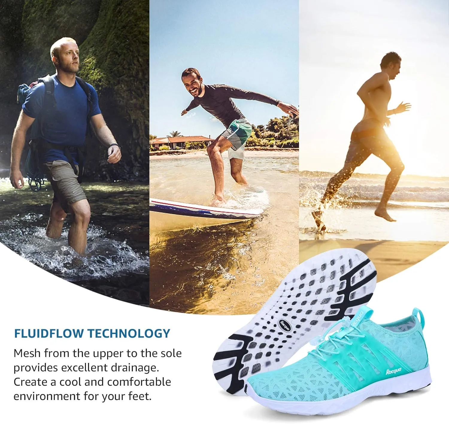 Racqua Women Men Breathable Mesh Water Shoes