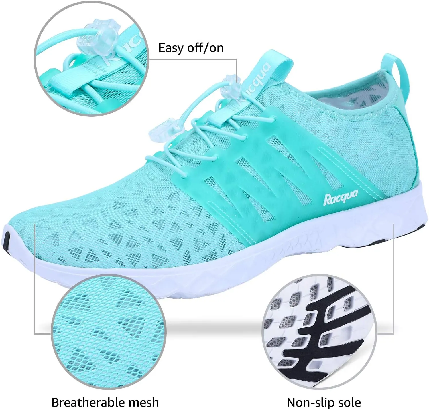 Racqua Women Men Breathable Mesh Water Shoes