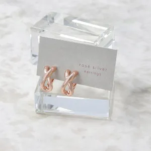 Rose Silver Ribbon Clip Ons