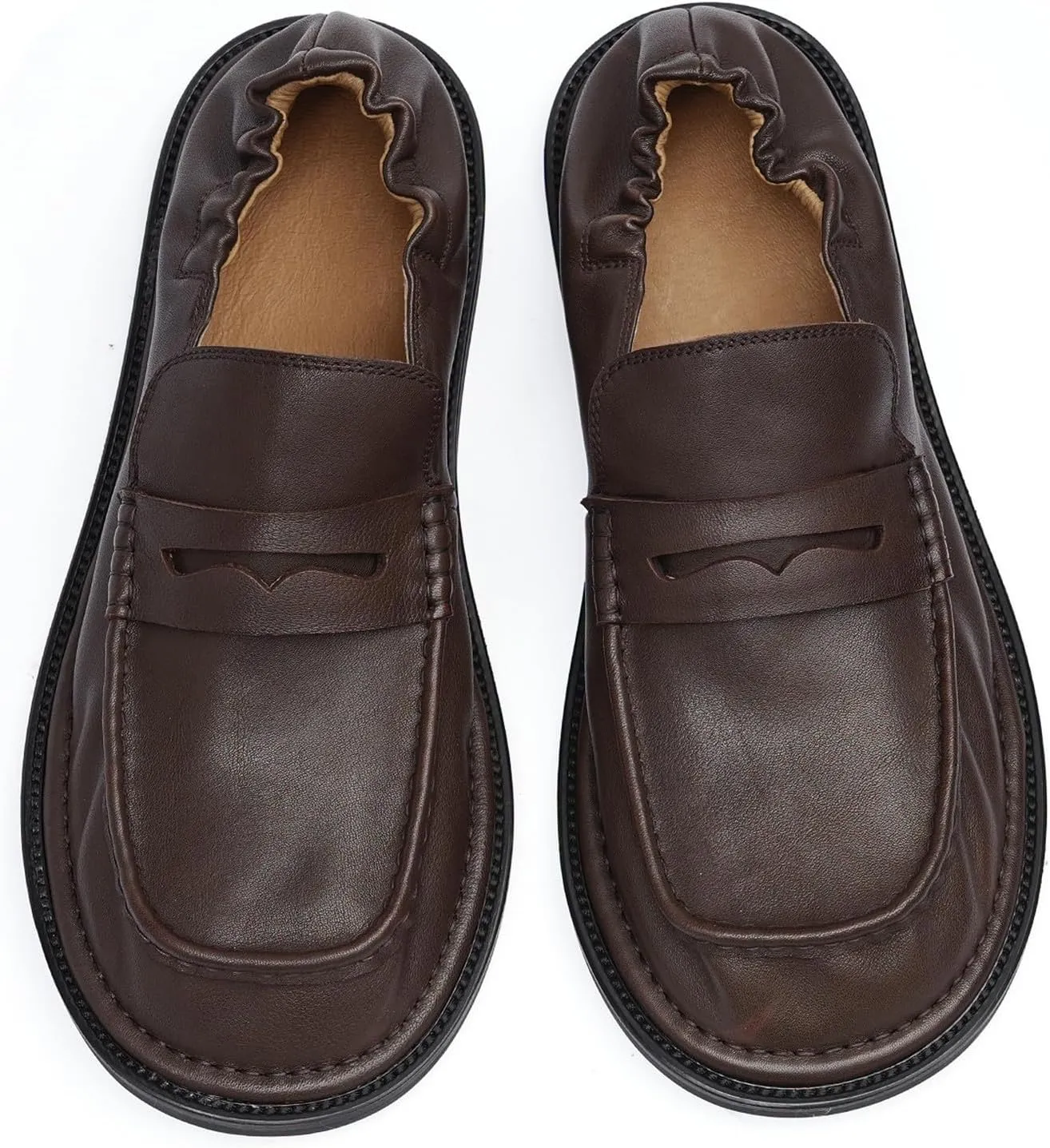 Santimon Mens Slip-On Penny Loafers Dress Shoes  Soft Genuine Leather Moc Toe Mocasines with Non-Slip Sole, Comfortable Business Casual Mules & Clogs for Daily Wear and Travel
