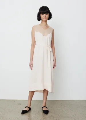 Scallop Tulle Neckline Slip Dress