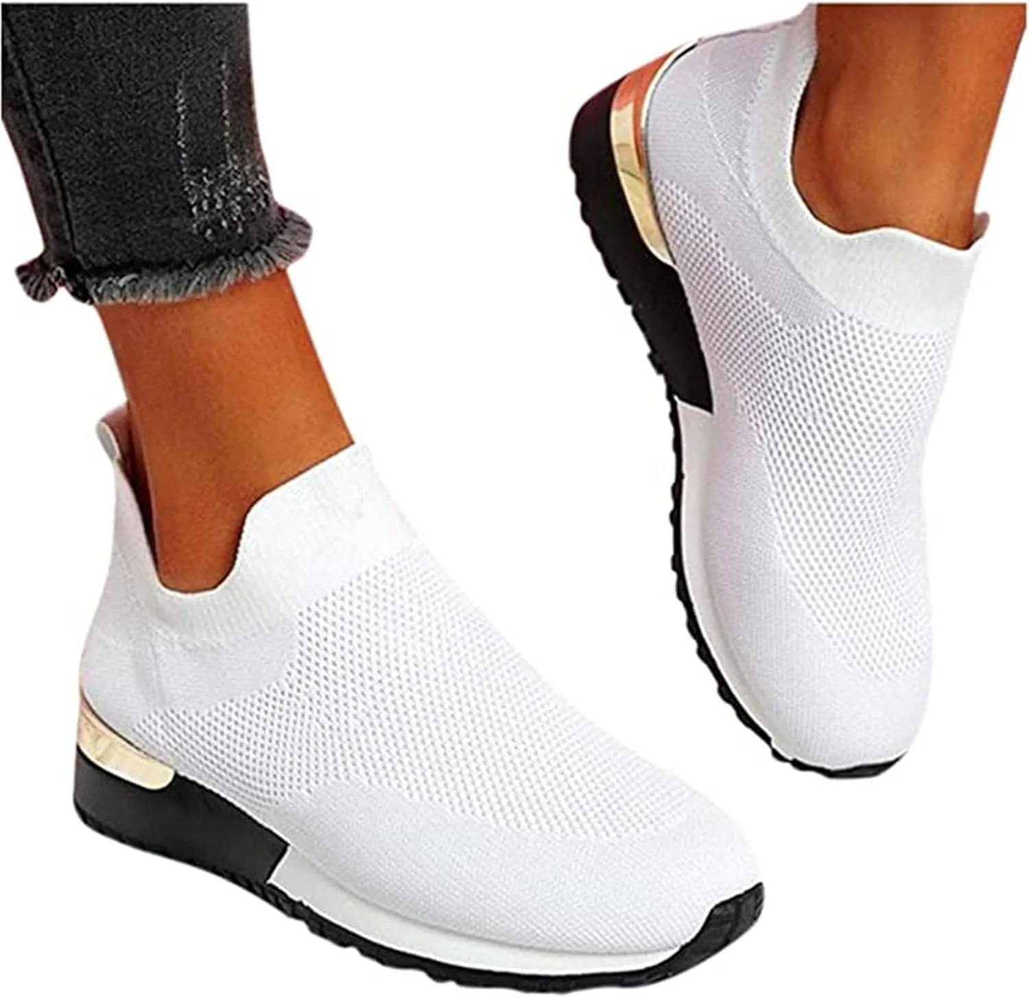 Shoes For Women Trendy Sneakers Walking Shoes Comfort Light Weight Mesh Casual Athletic Gym Tennis Running Slip On Sneakers