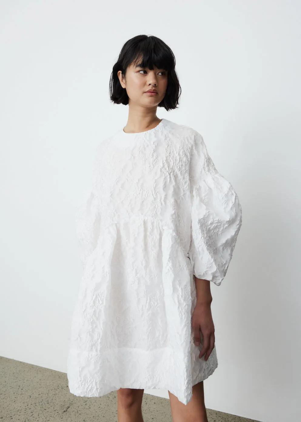 Short Signature Sleeve Smock Dress