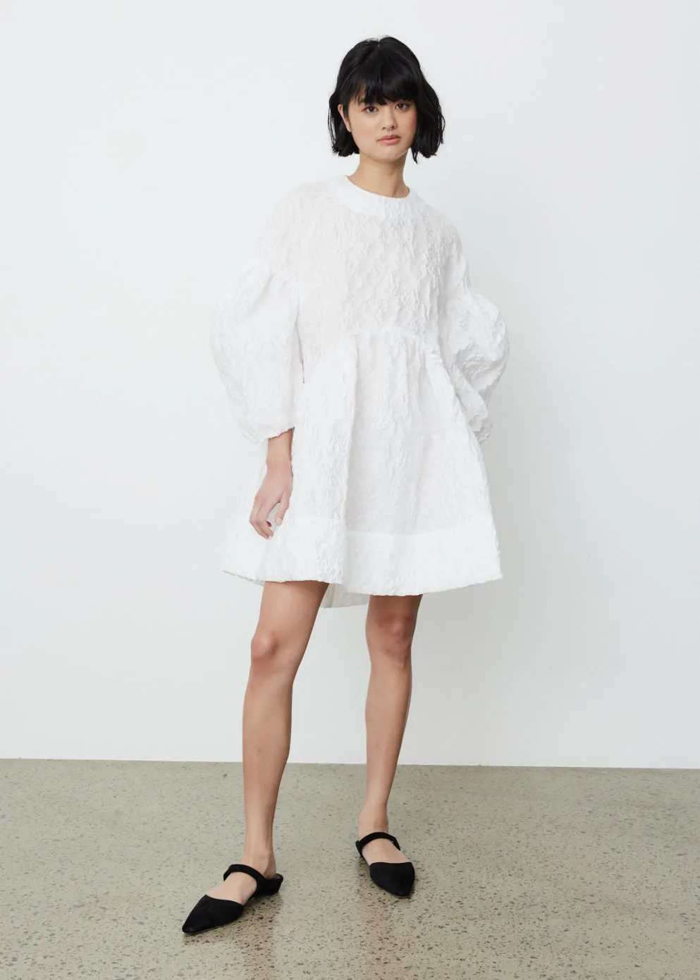 Short Signature Sleeve Smock Dress