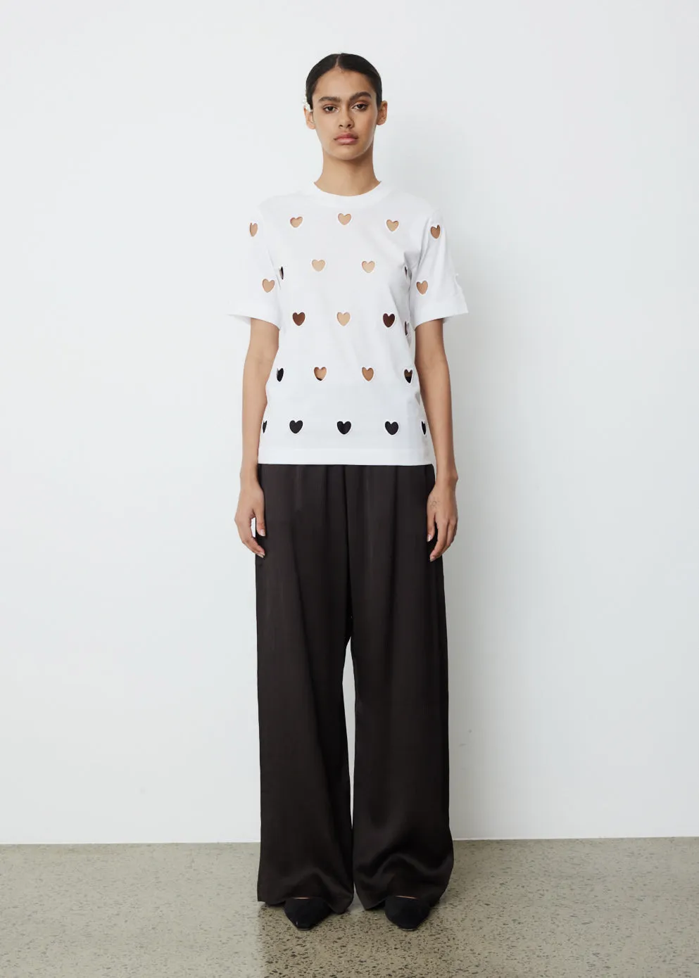 Short Sleeve Heart Cut-Out T Shirt