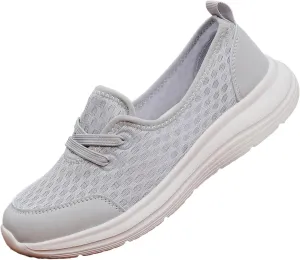 Slip On Orthopedic Sneakers for Women Soft Sole Mesh Comfort Arch Support Shoes Lightweight Wide Width Non Slip Shoes Woven Low Top Walking Shoe Summer Casual Sneaker