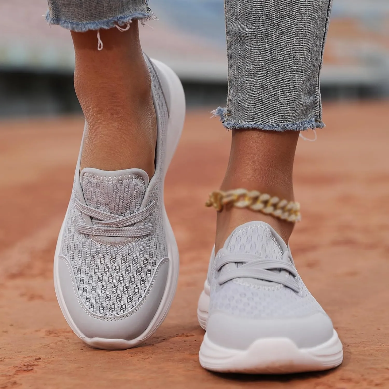 Slip On Orthopedic Sneakers for Women Soft Sole Mesh Comfort Arch Support Shoes Lightweight Wide Width Non Slip Shoes Woven Low Top Walking Shoe Summer Casual Sneaker