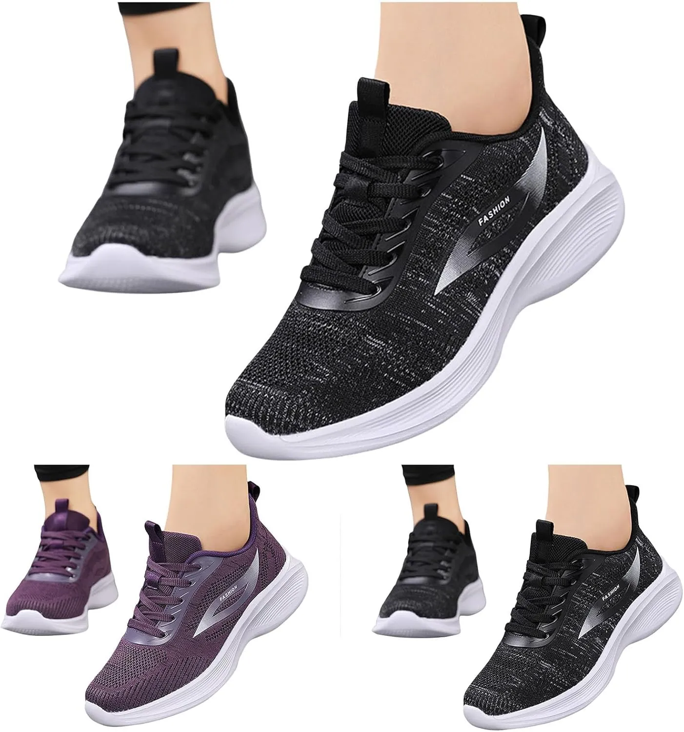 Slip on Walking Shoes for Women Comfy Knitted Non Slip Comfortable Running Shoes Breathable Mesh Sports Workout Tennis Shoes Ladies 2024 Fashion Sneakers
