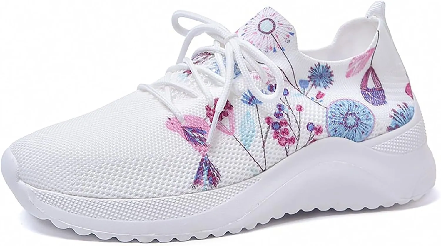 Slip on Walking Shoes Women Comfy Knitted Non Slip Arch Support Running Shoes Breathable Gym Workout Shoes Fashion Lace Up Sneakers