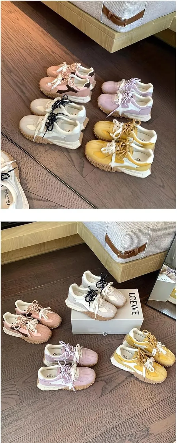 Sneakerina Ballet Sneaker Chunky Dad Shoes Tennis & Racquet Sport Flats Women Girls - Trending Fashion Cute Casual Comfortable Walking Lightweight Running Soft Retro Non Slip Elegant Athleisure