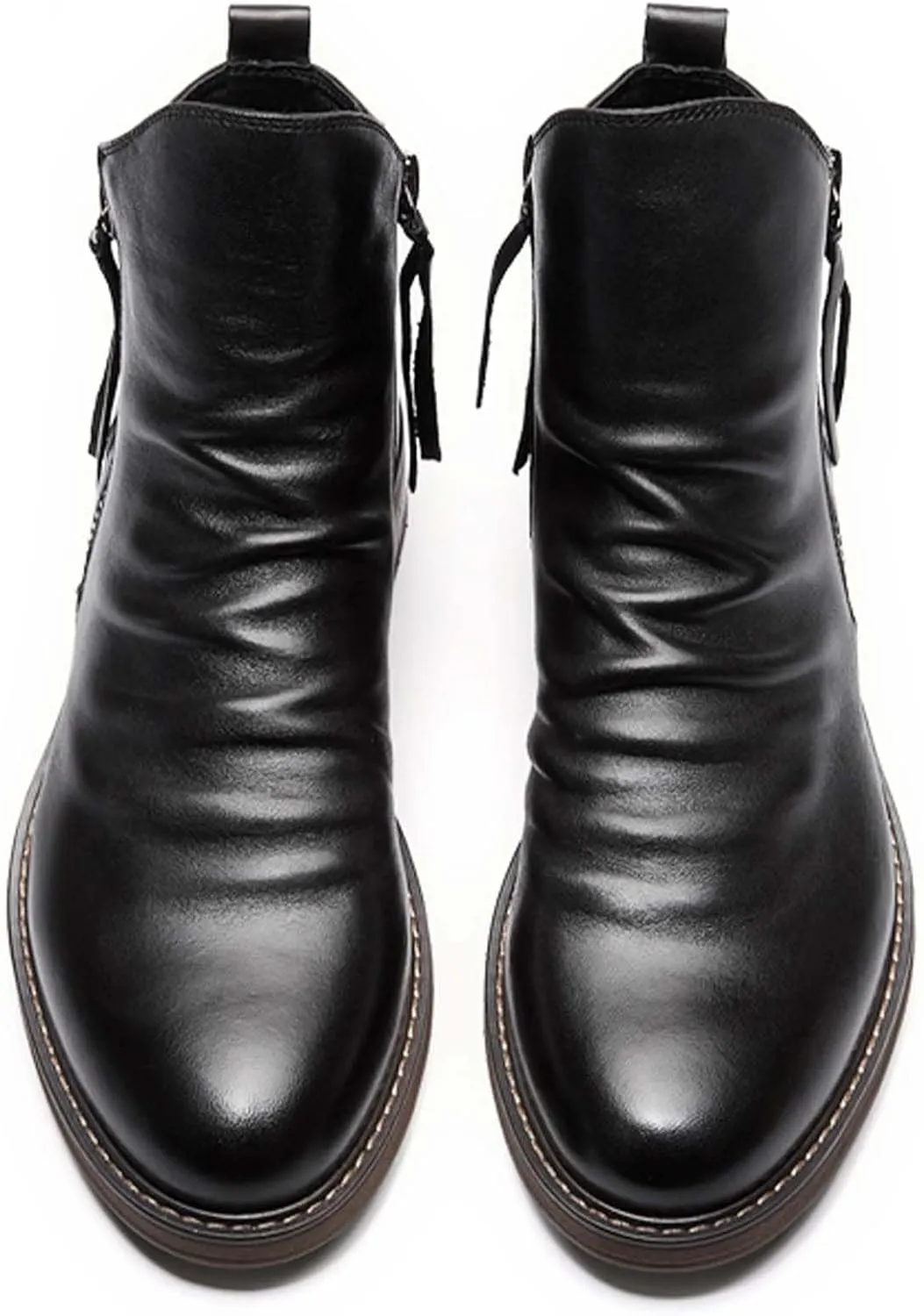Tanner Shoes Men's Chelsea Boots Casual Leather Chukka Boots Side Zipper Slip-on Ankle Shoes Fashion Dress Booties