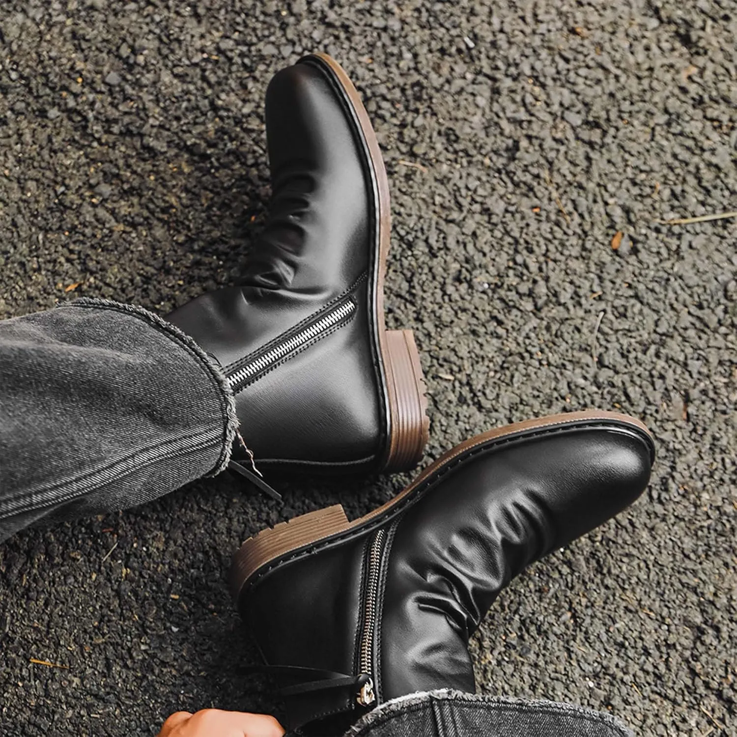 Tanner Shoes Men's Chelsea Boots Casual Leather Chukka Boots Side Zipper Slip-on Ankle Shoes Fashion Dress Booties
