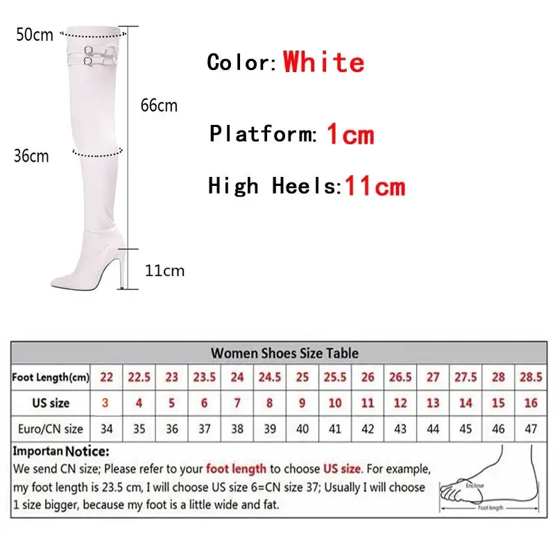 Thigh High Boots Leather Stiletto Heels