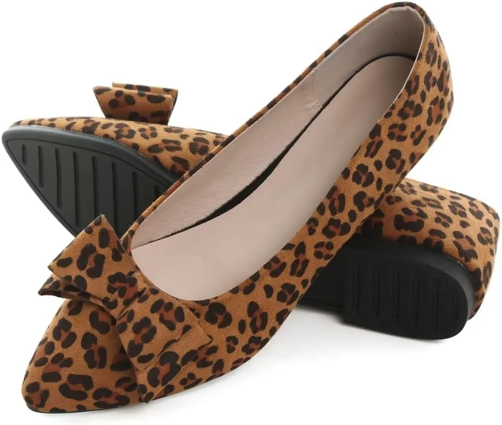 TN TANGNEST Women's Comfortable Pointed Toe Bowknot Flats Slip On Loafers Casual Flats
