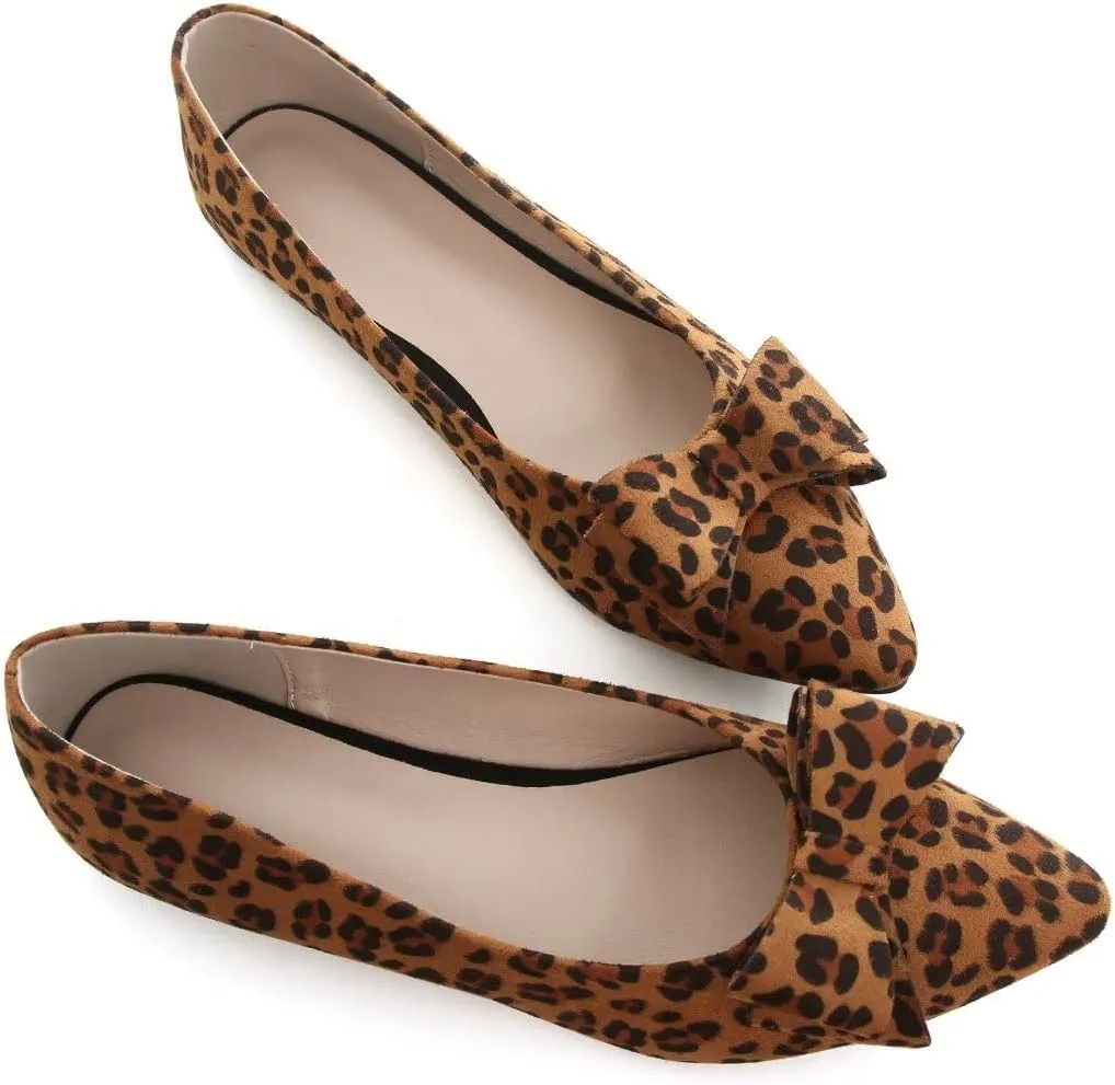 TN TANGNEST Women's Comfortable Pointed Toe Bowknot Flats Slip On Loafers Casual Flats