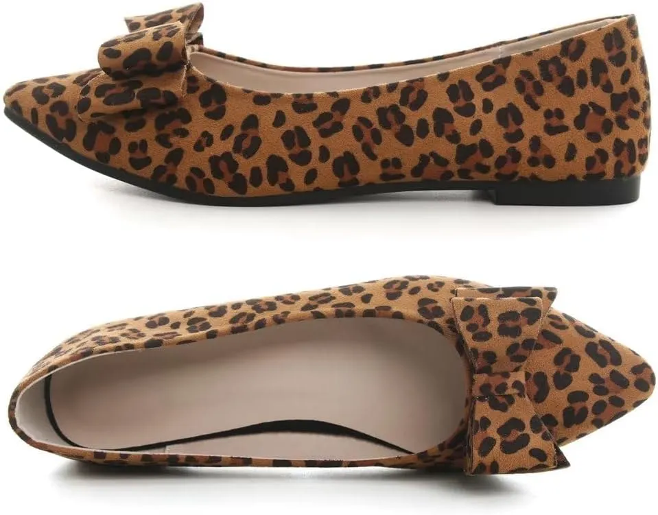 TN TANGNEST Women's Comfortable Pointed Toe Bowknot Flats Slip On Loafers Casual Flats