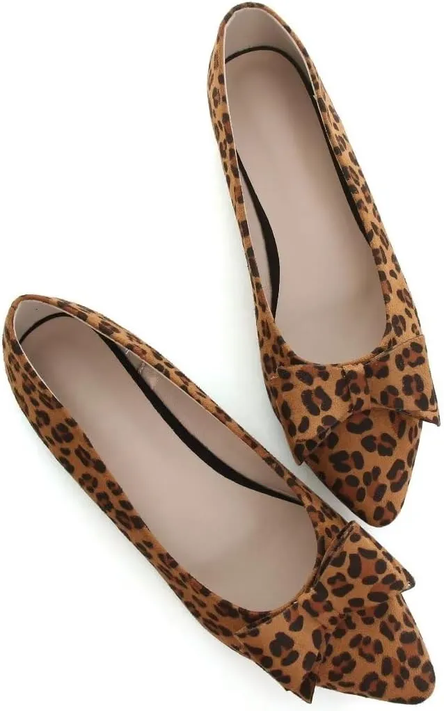 TN TANGNEST Women's Comfortable Pointed Toe Bowknot Flats Slip On Loafers Casual Flats