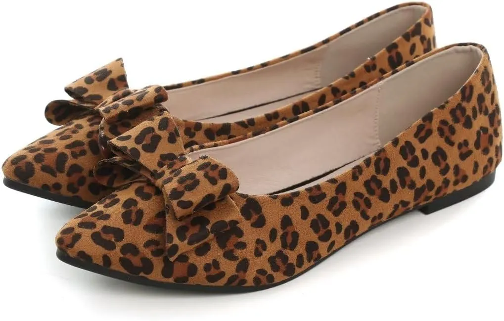 TN TANGNEST Women's Comfortable Pointed Toe Bowknot Flats Slip On Loafers Casual Flats