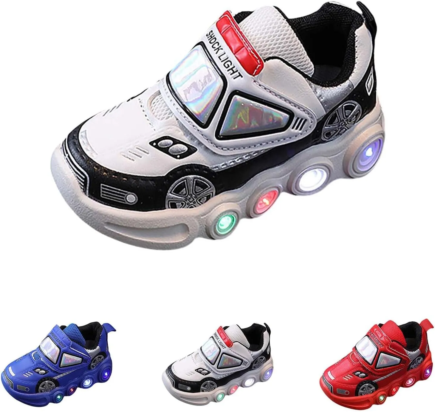 Toddler Boys Light Up Shoes Car Pattern Luminous Sport Sneaker, Kids Fashion Stylish Cute Soft Sole Athletic Shoes