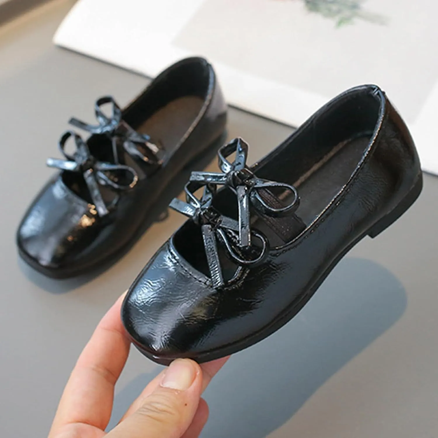 Toddler Little Girls Ballet Flats Shoes Flexible Sole with Non-Slip Bowknot Girl Bridesmaid Party Mary Jane Flat Shoes Sizes 2 Toddler to 10 Big Kid