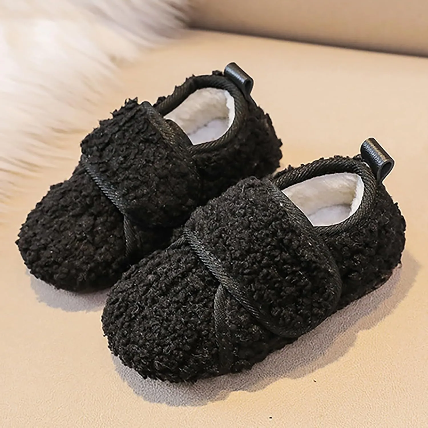 Trendy Toddler Kids Baby Girls Cute Solid olor arm Slippers Winter Boots With Non Slip Bottom Plush Slippers