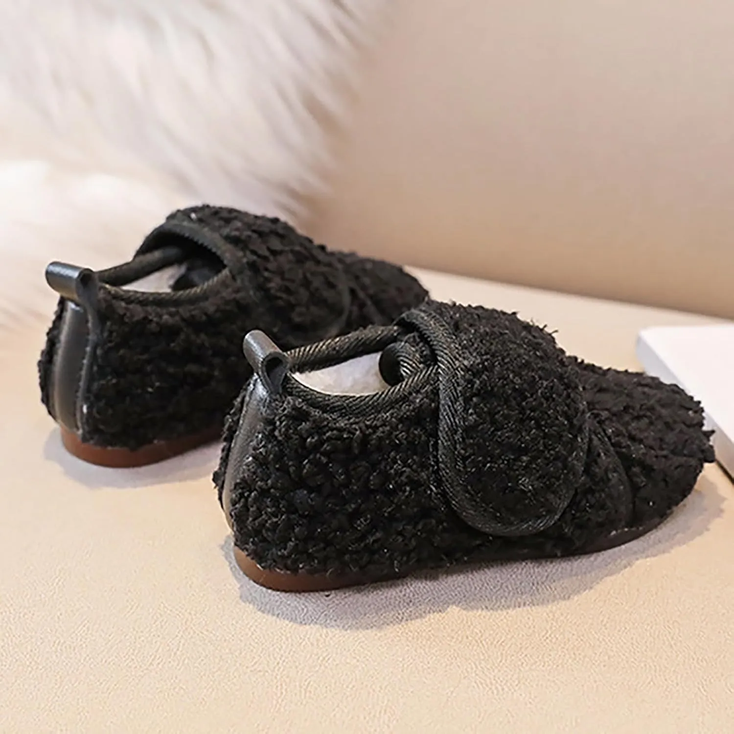 Trendy Toddler Kids Baby Girls Cute Solid olor arm Slippers Winter Boots With Non Slip Bottom Plush Slippers