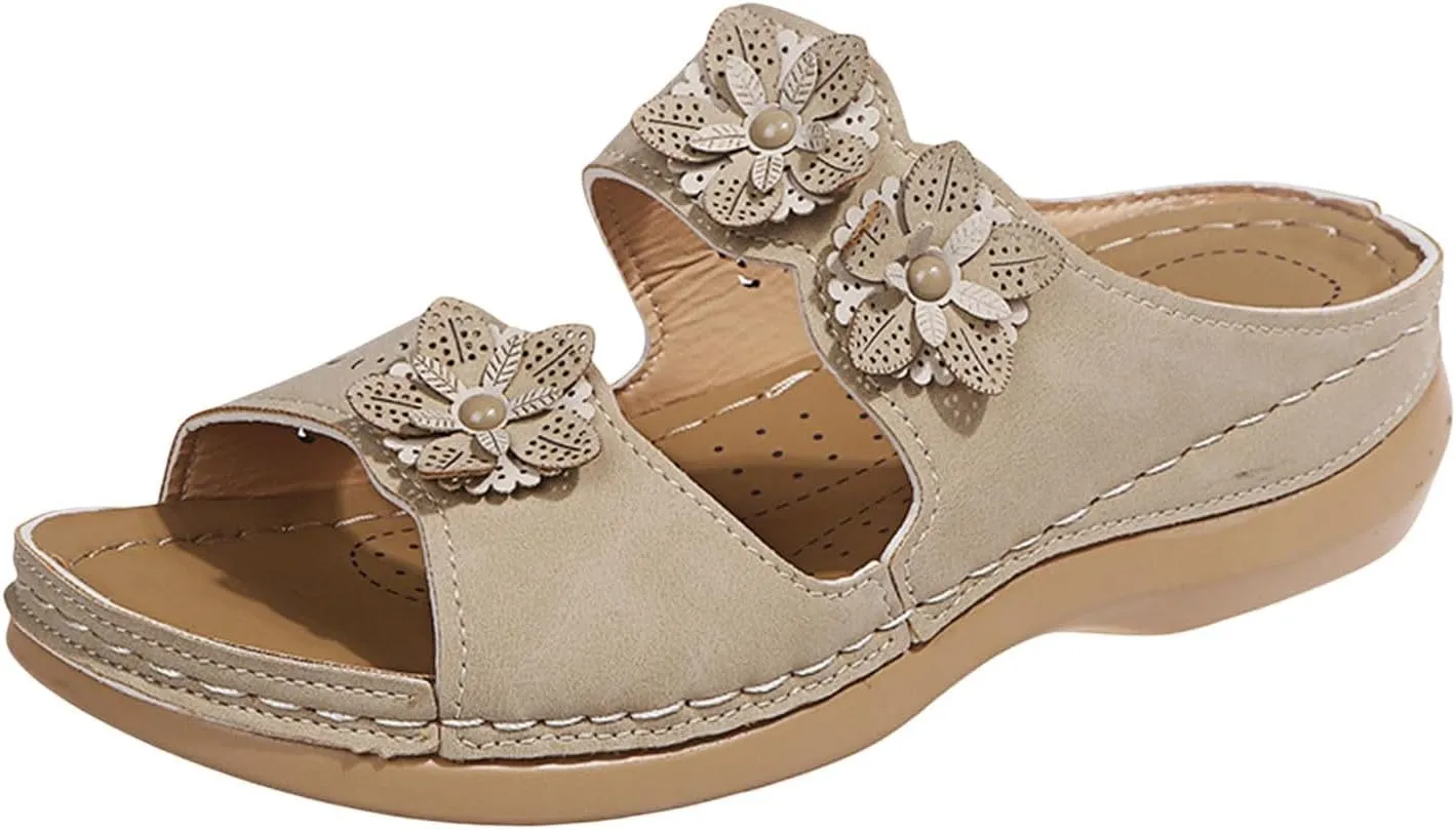 Trendy Women's Slippers Open Toe Wedge Heel Comfortable Summer Casual Footwear Fashionable Sandals for Daily Wear
