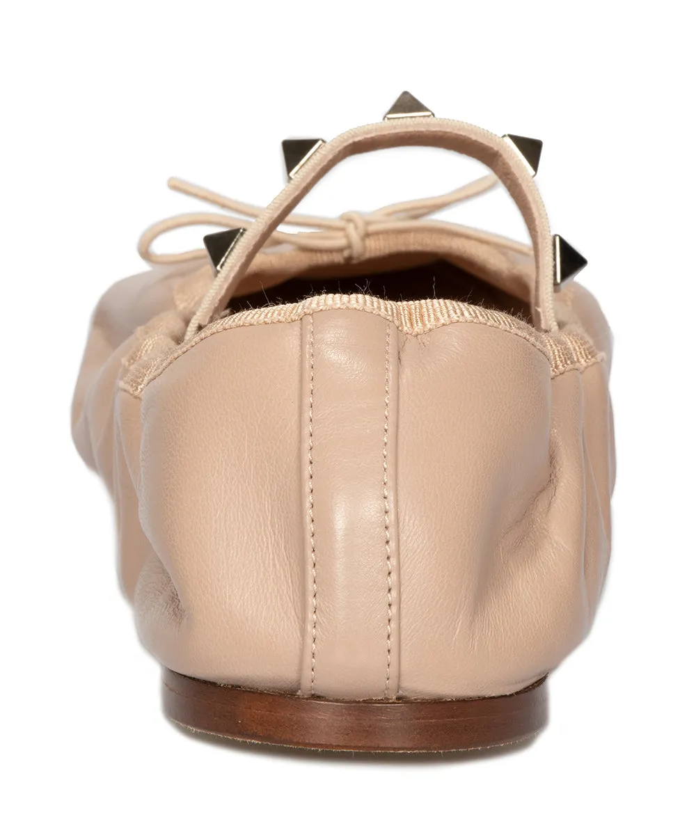 Valentino Rockstud Ballerina Flats in Powder