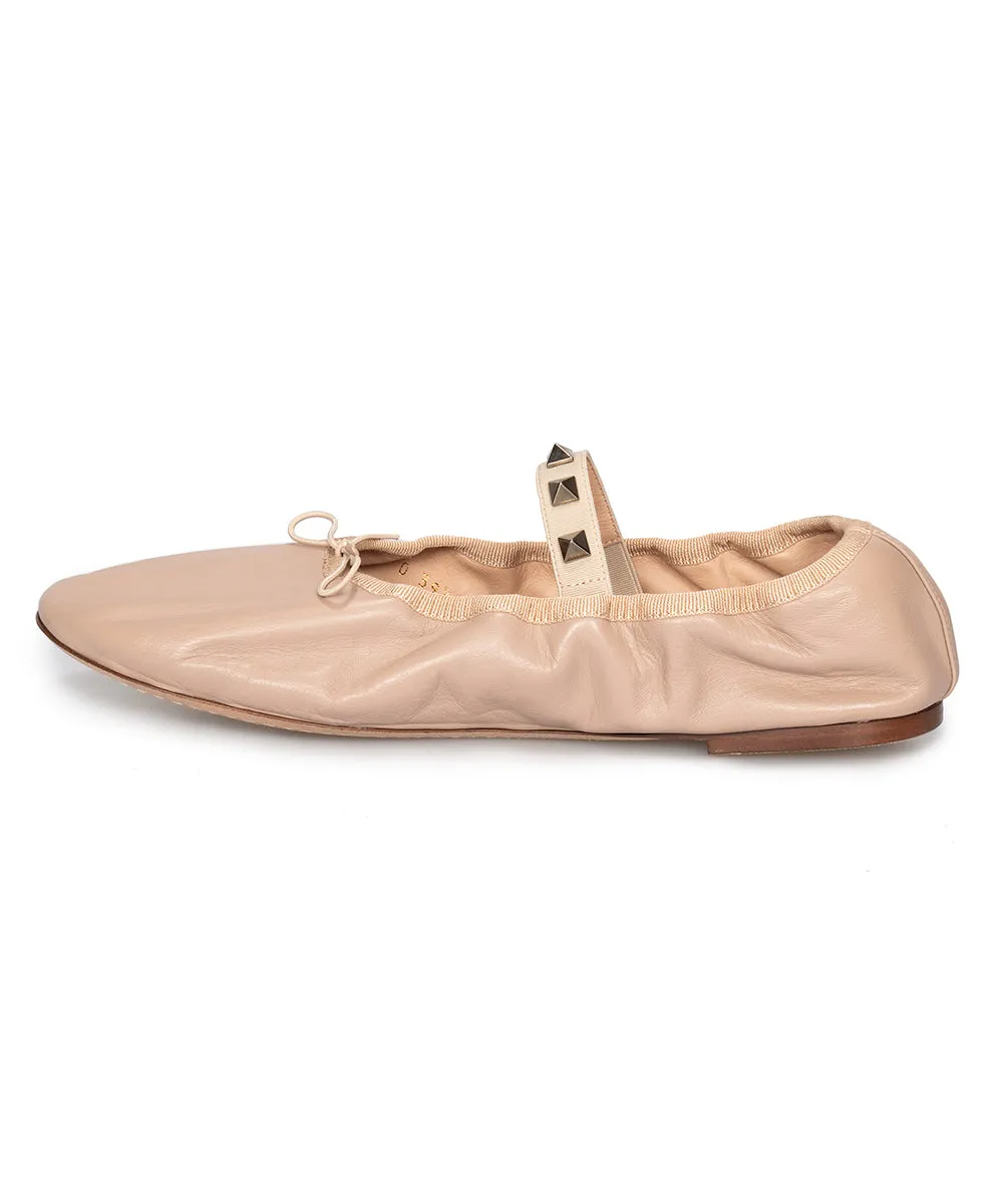 Valentino Rockstud Ballerina Flats in Powder