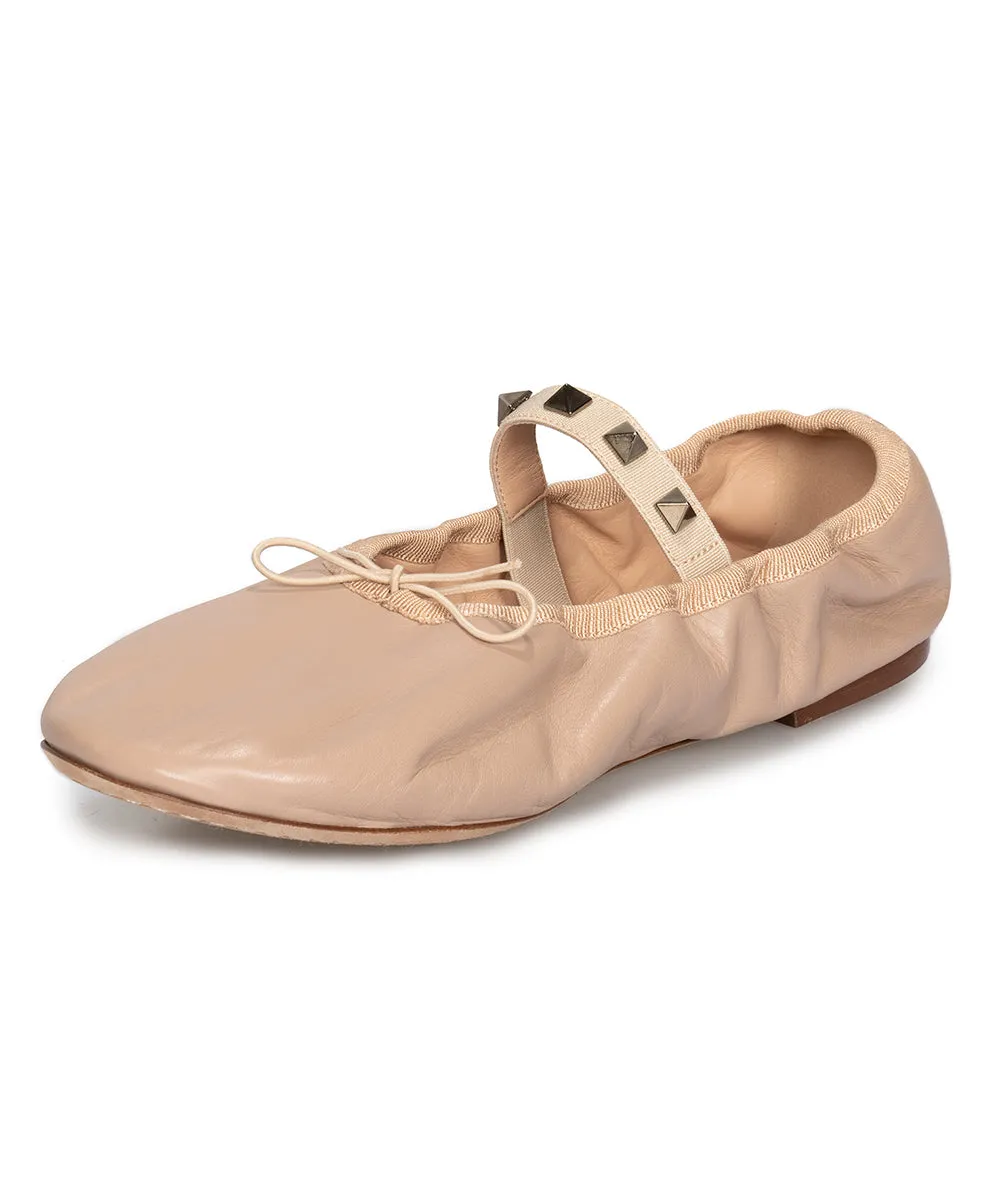 Valentino Rockstud Ballerina Flats in Powder