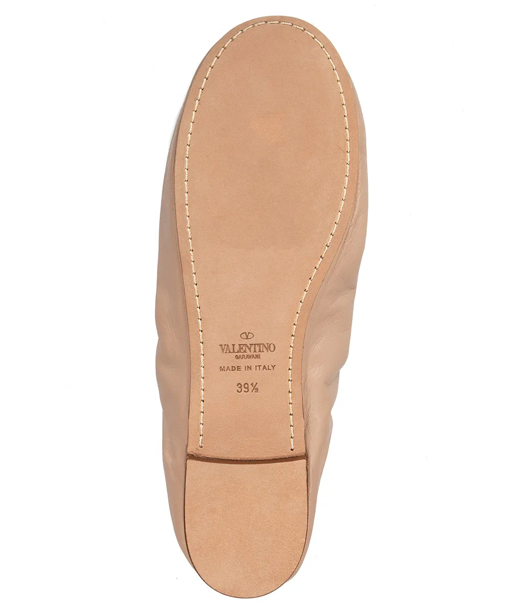 Valentino Rockstud Ballerina Flats in Powder