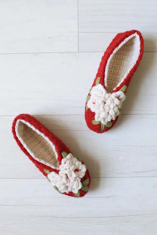 Vintage Floral Slippers Crochet Pattern