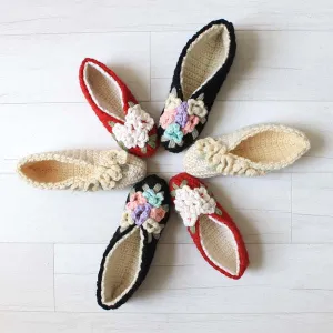 Vintage Floral Slippers Crochet Pattern
