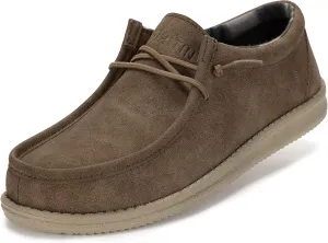 WHITIN Men's Slip on Loafers Leather Boat Shoes Fashion Casual Sneakers Size 8 Lightweight Winter Warm Walking Light Brown 41