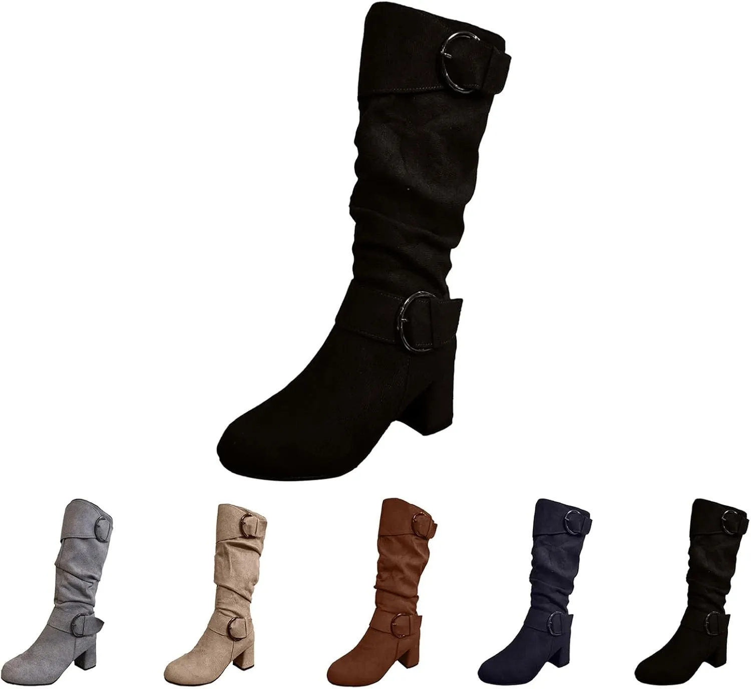 Wide Calf Rain Boots for Women Plus Size Fashion Women Solid Autumn Winter Thick Sole Wedge Boots for Women Wide Calf