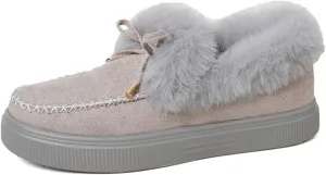 Winter Boots For Women Fashion Warm Snow Fuzzy Ankle Booties Cute Silp On Comfortable Casual Fur Lined Loafers Shoes