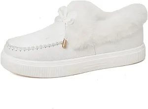 Winter Boots For Women Fashion Warm Snow Fuzzy Ankle Booties Cute Silp On Comfortable Casual Fur Lined Loafers Shoes