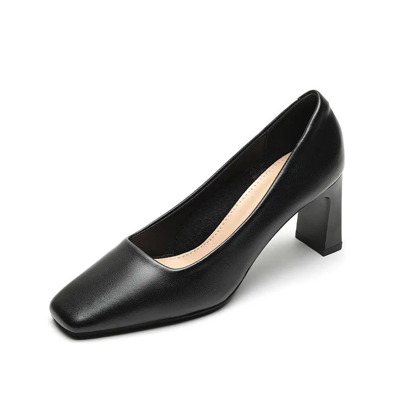 Women Casual Stylish Minimalist Chunky Heel Pumps