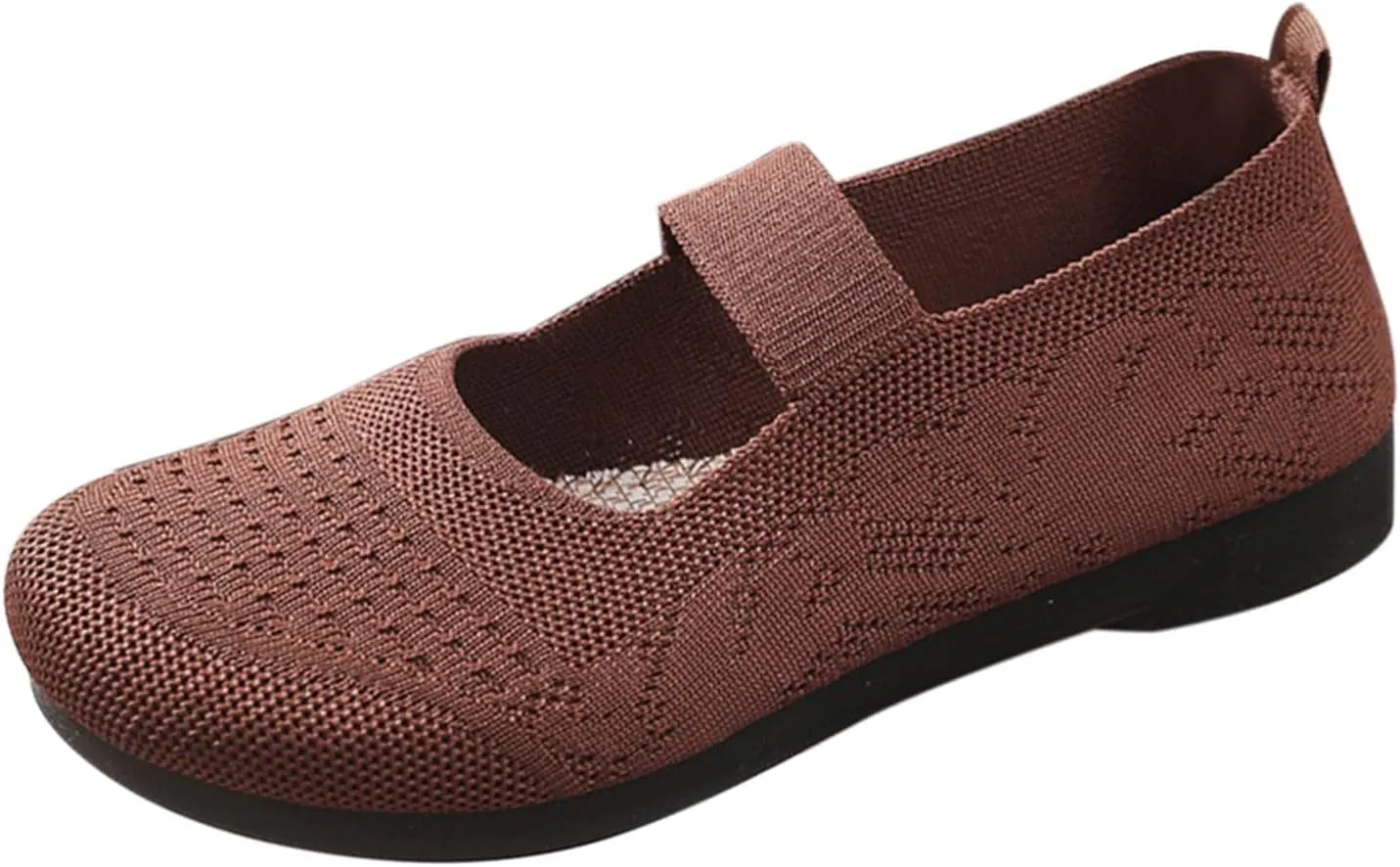 Women Mary Jane Flat Shoes Wide Toe Box Comofortable Ballet Flat with Adjustable Straps Slip on Washable Knit Casual Flats