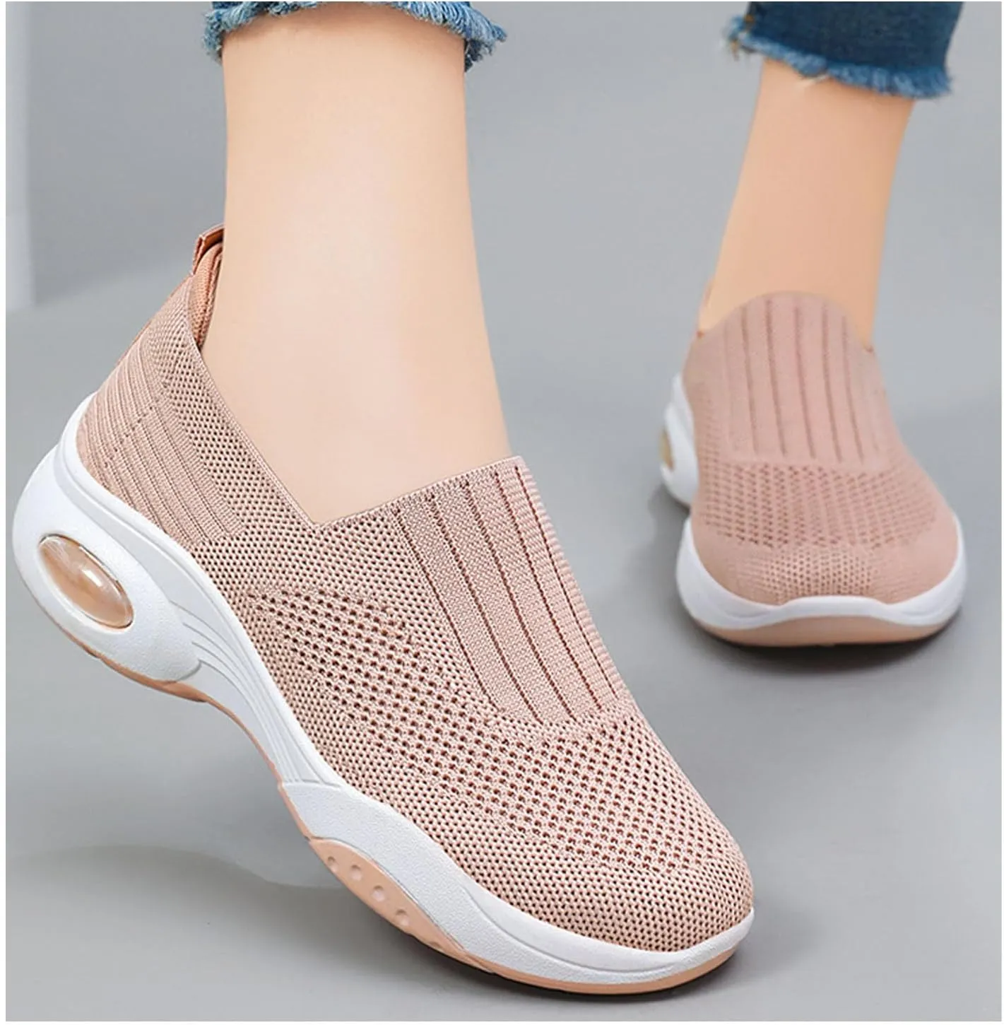 Women Orthopedic Sneakers Slip On Air Cushion Wedge Walking Shoes Arch Support Low Top Shoes Orthopedic Shoes for Women