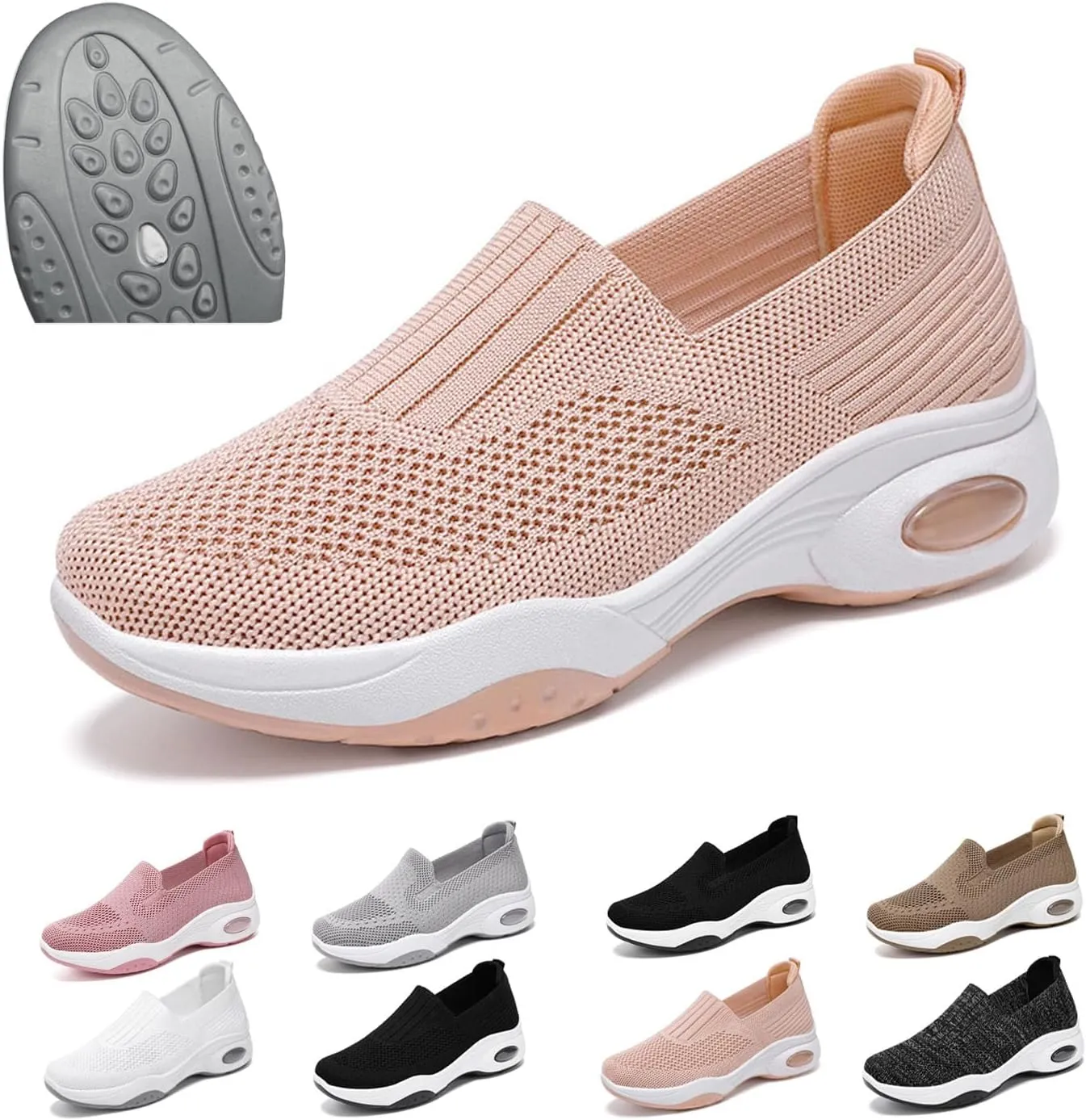 Women Orthopedic Sneakers Slip On Air Cushion Wedge Walking Shoes Arch Support Low Top Shoes Orthopedic Shoes for Women